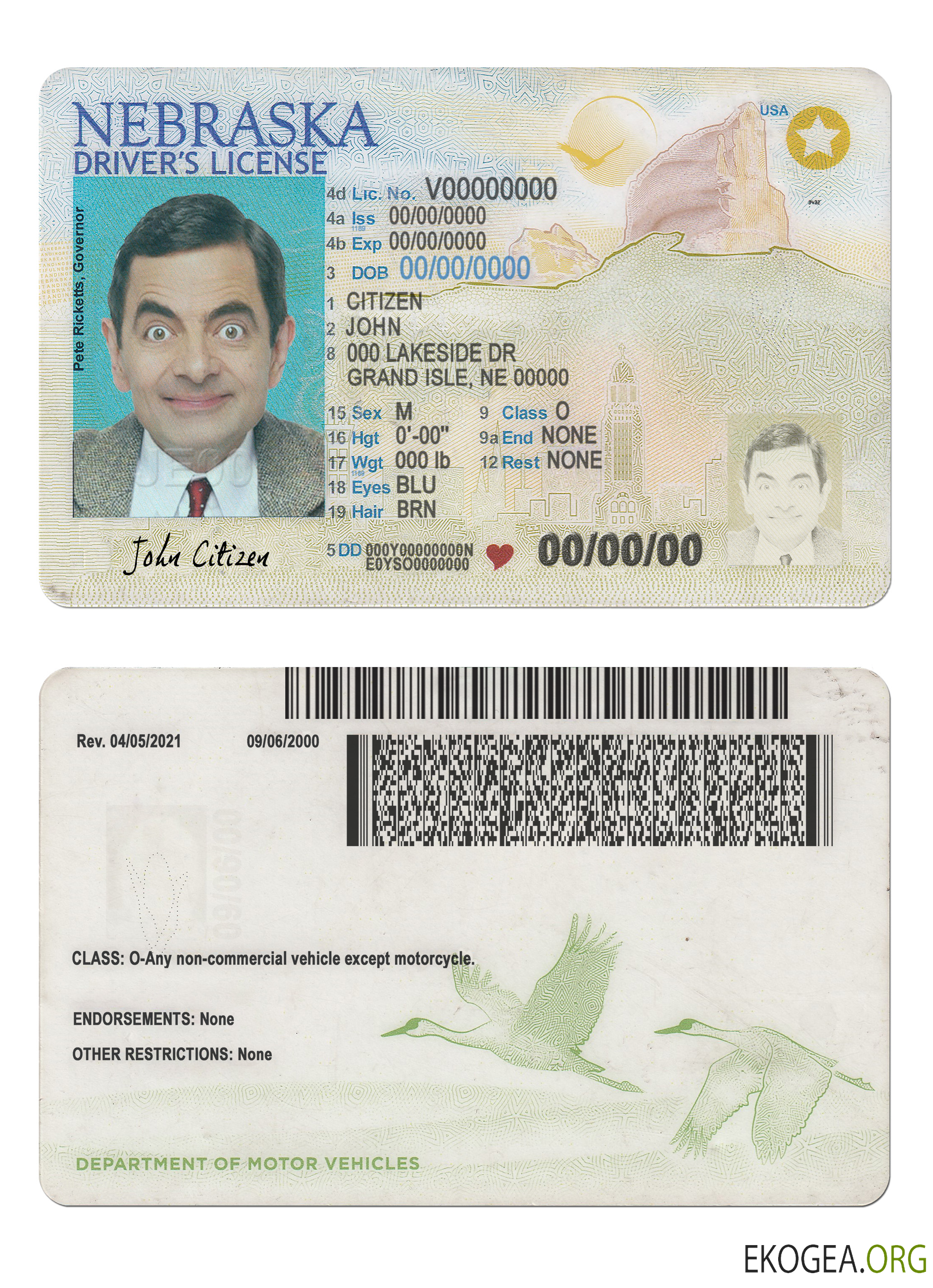 USA Nebraska new driving license
